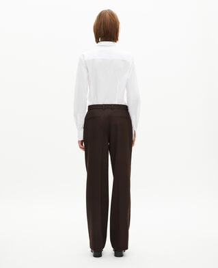 The Kooples FEMME BROWN pantalon tailleur large en laine mélangée marron