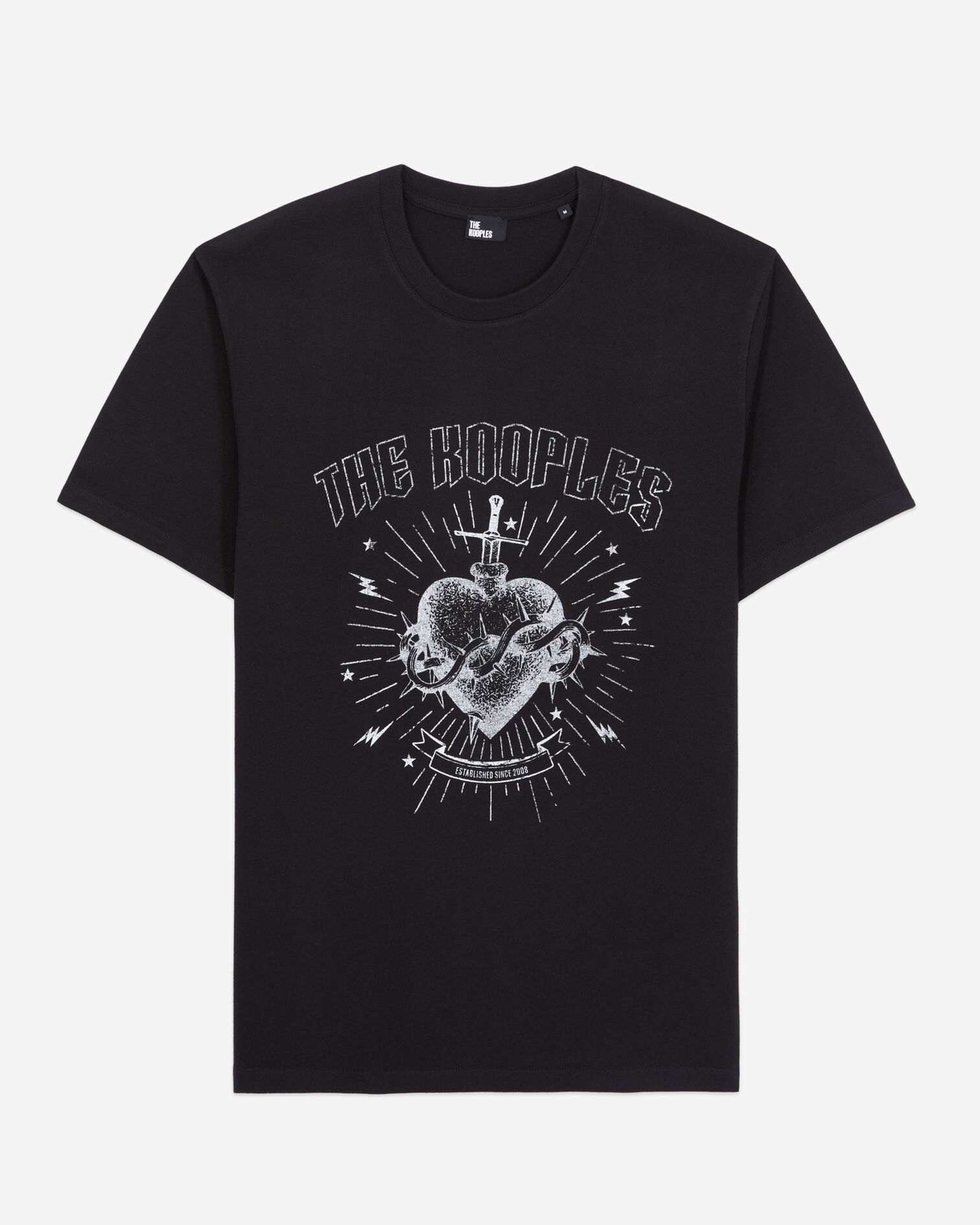T-shirt Homme noir avec sérigraphie Dagger through heart, BLACK WASHED, hi-res image number null