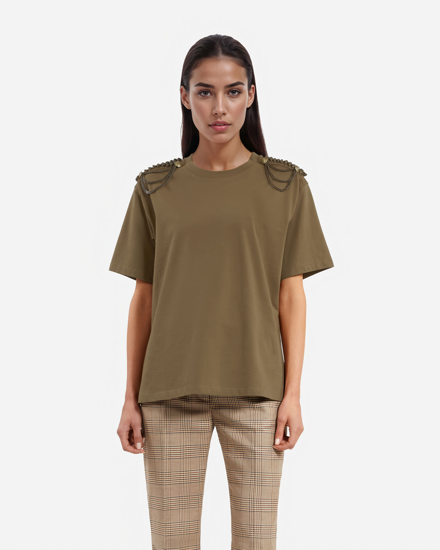 T-shirt avec chaînes kaki, KAKI, hi-res image number null