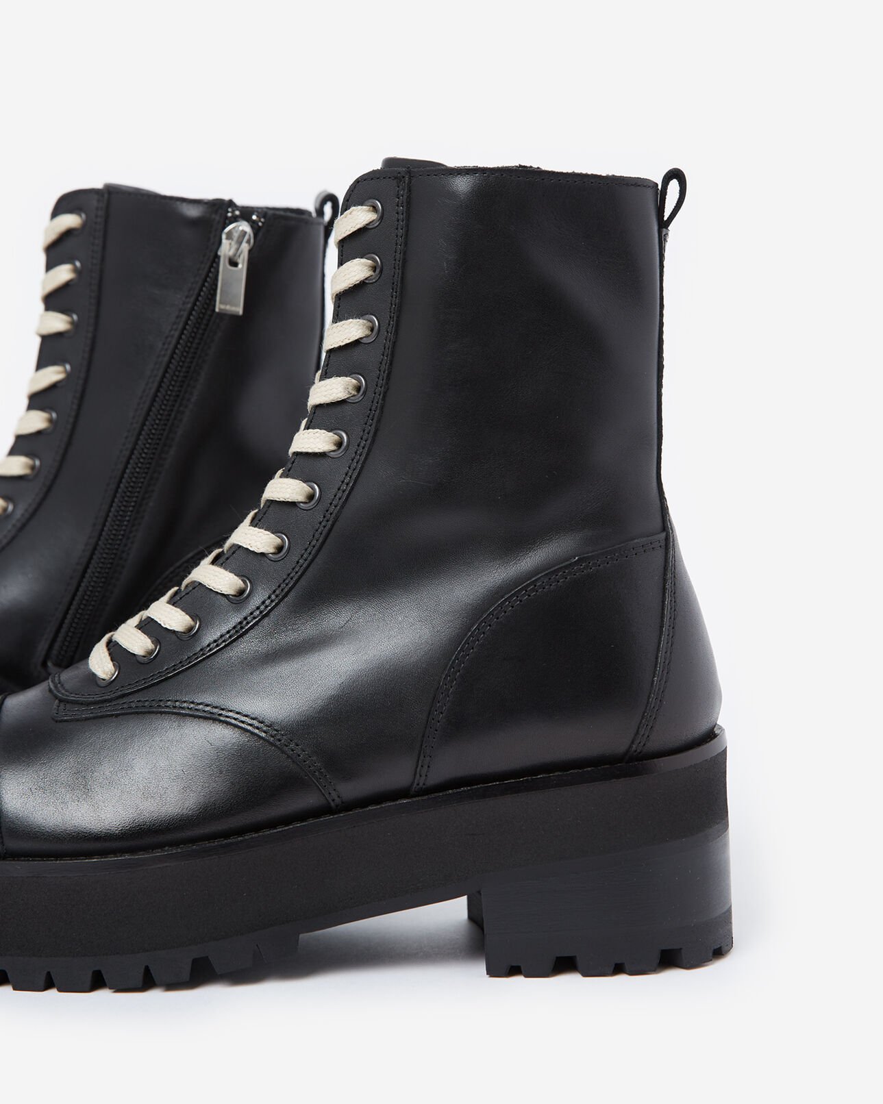 The Kooples FEMME BLACK bottines cuir noires à semelles crantées