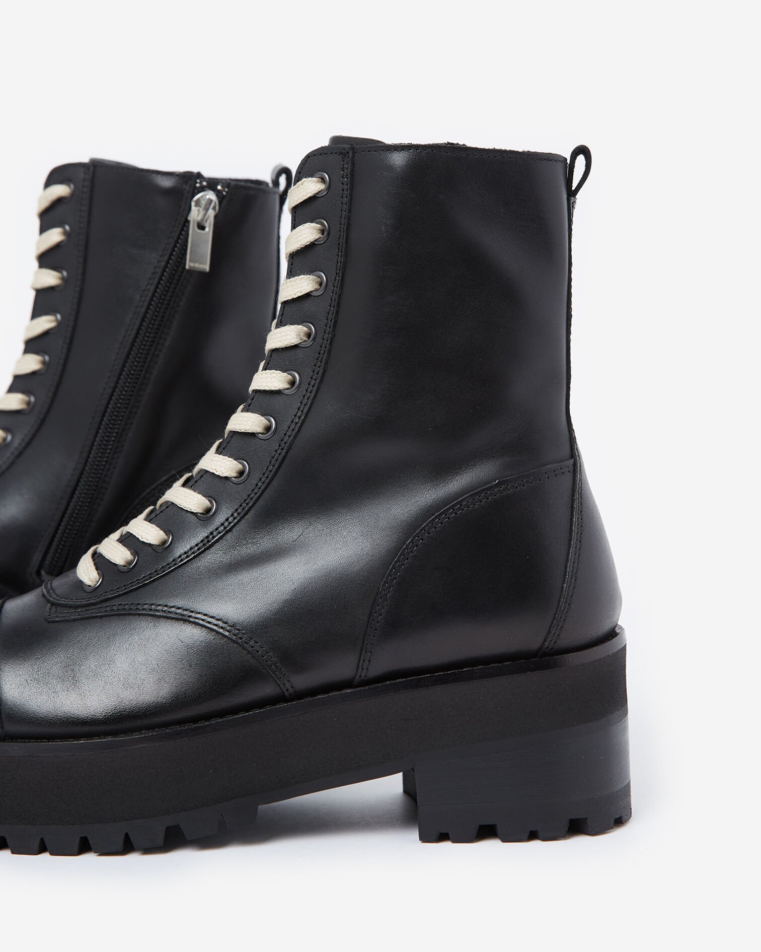 Black leather ankle boots with notched soles, BLACK, hi-res image number null