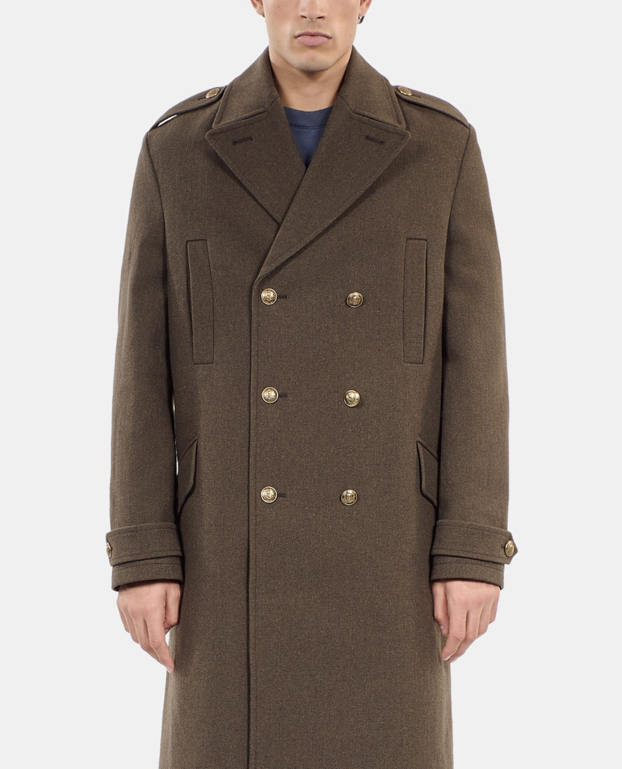Manteau long style officier kaki, KAKI, hi-res image number null