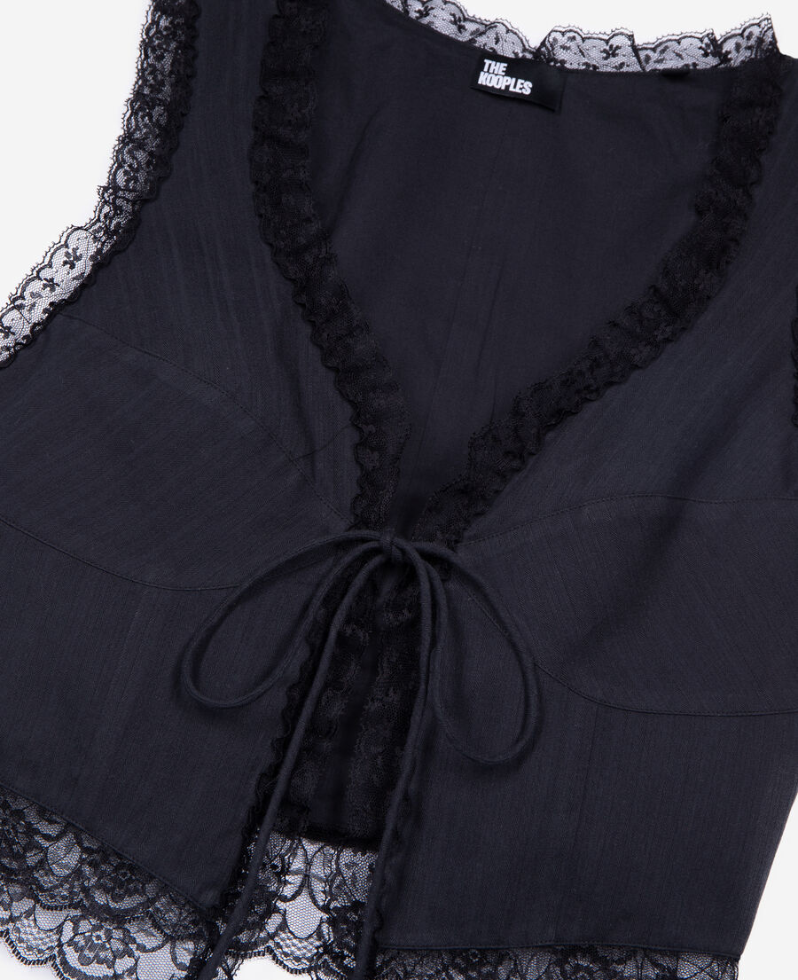 The Kooples WOMEN BLACK black lace-up top