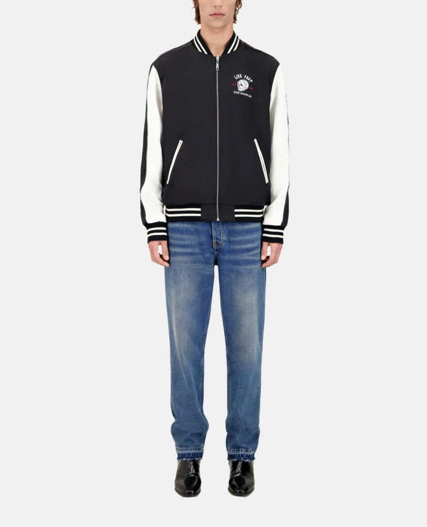 The Kooples HERREN BLACK satinschwarze wendejacke mit tiger-stickerei