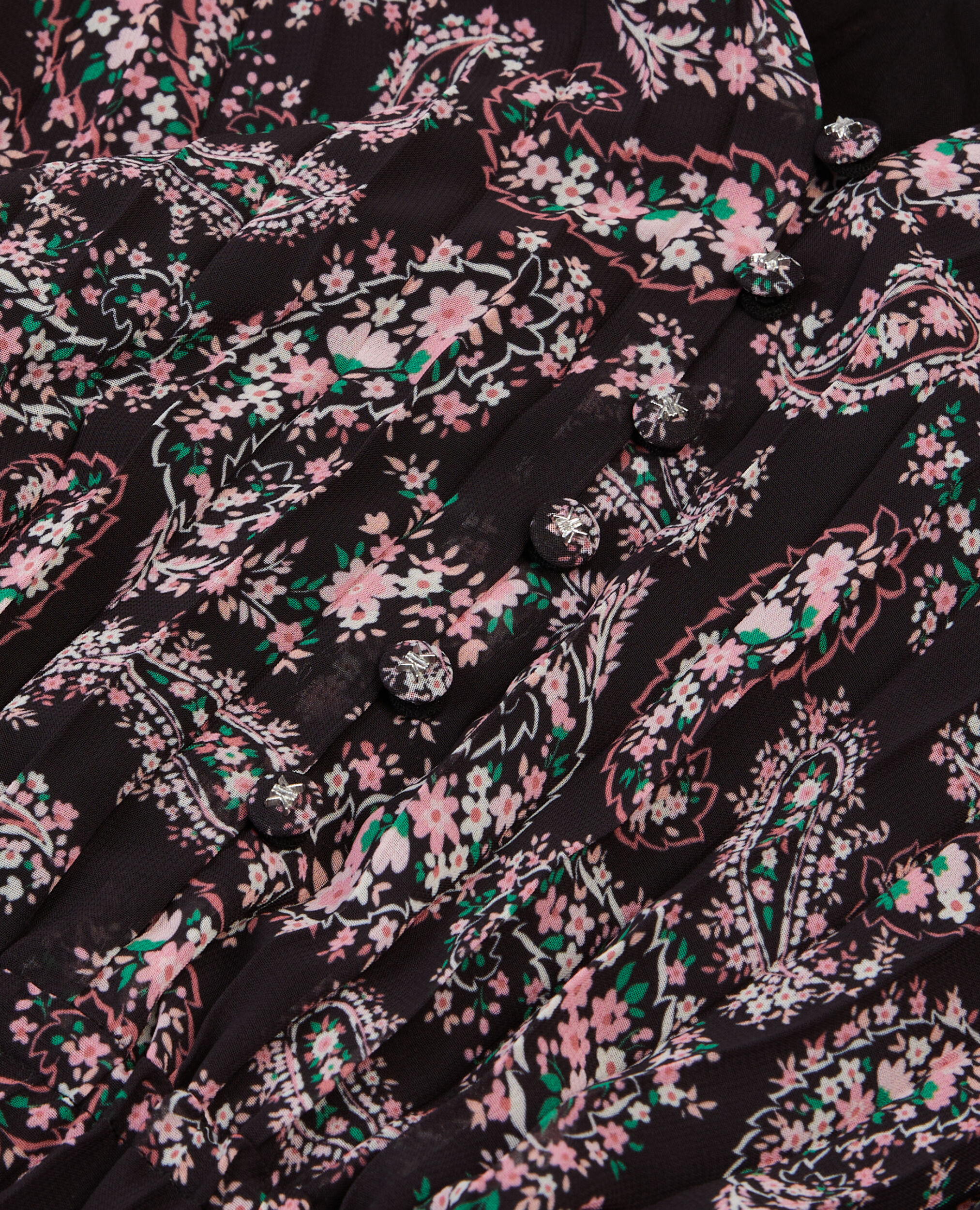 Printed pleated long dress, BLACK / PINK, hi-res image number null
