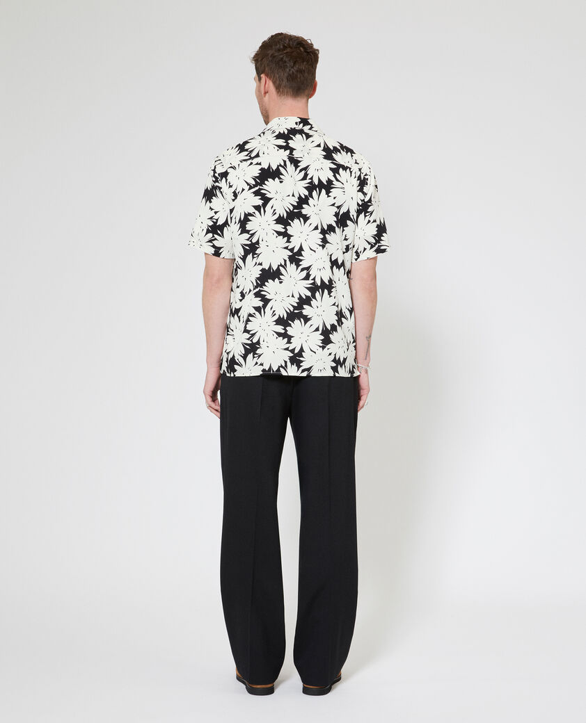 The Kooples MEN BLACK WHITE black floral print short-sleeve shirt