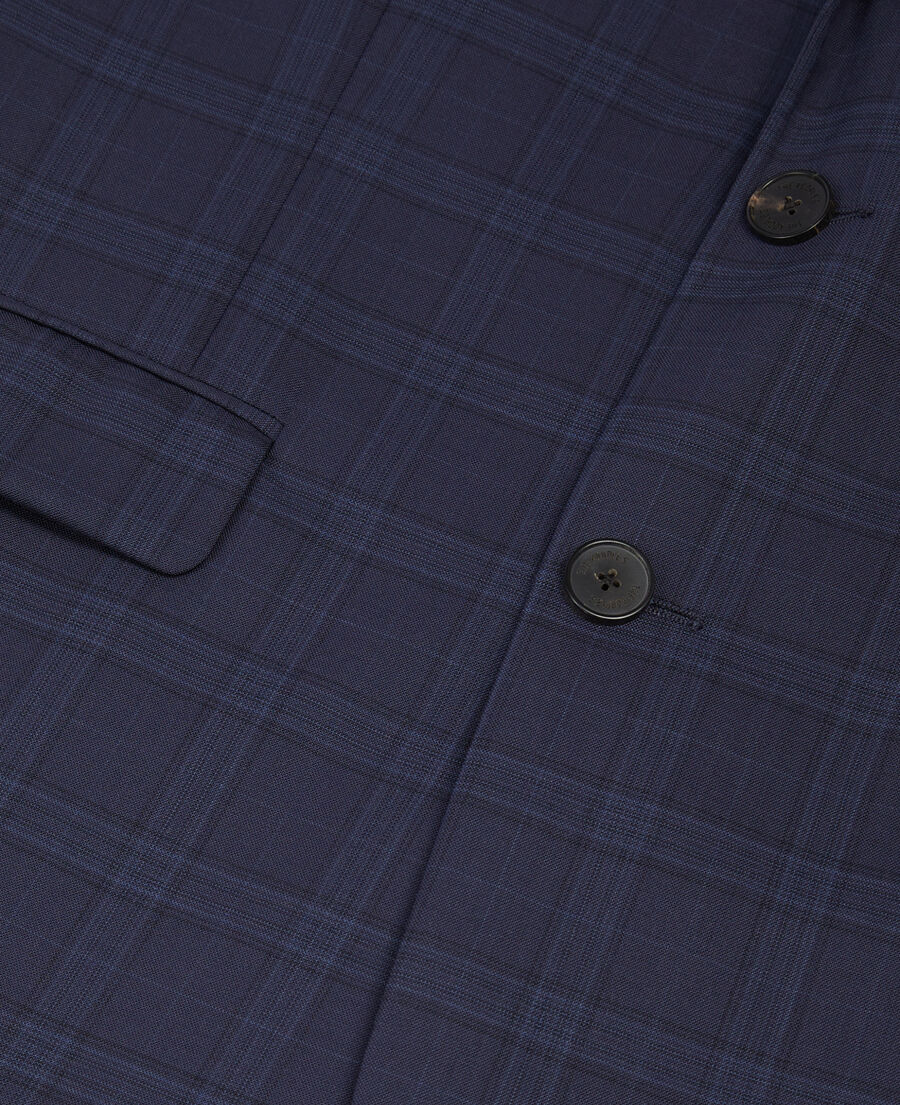 The Kooples MEN NAVY navy blue prince of wales wool suit jacket