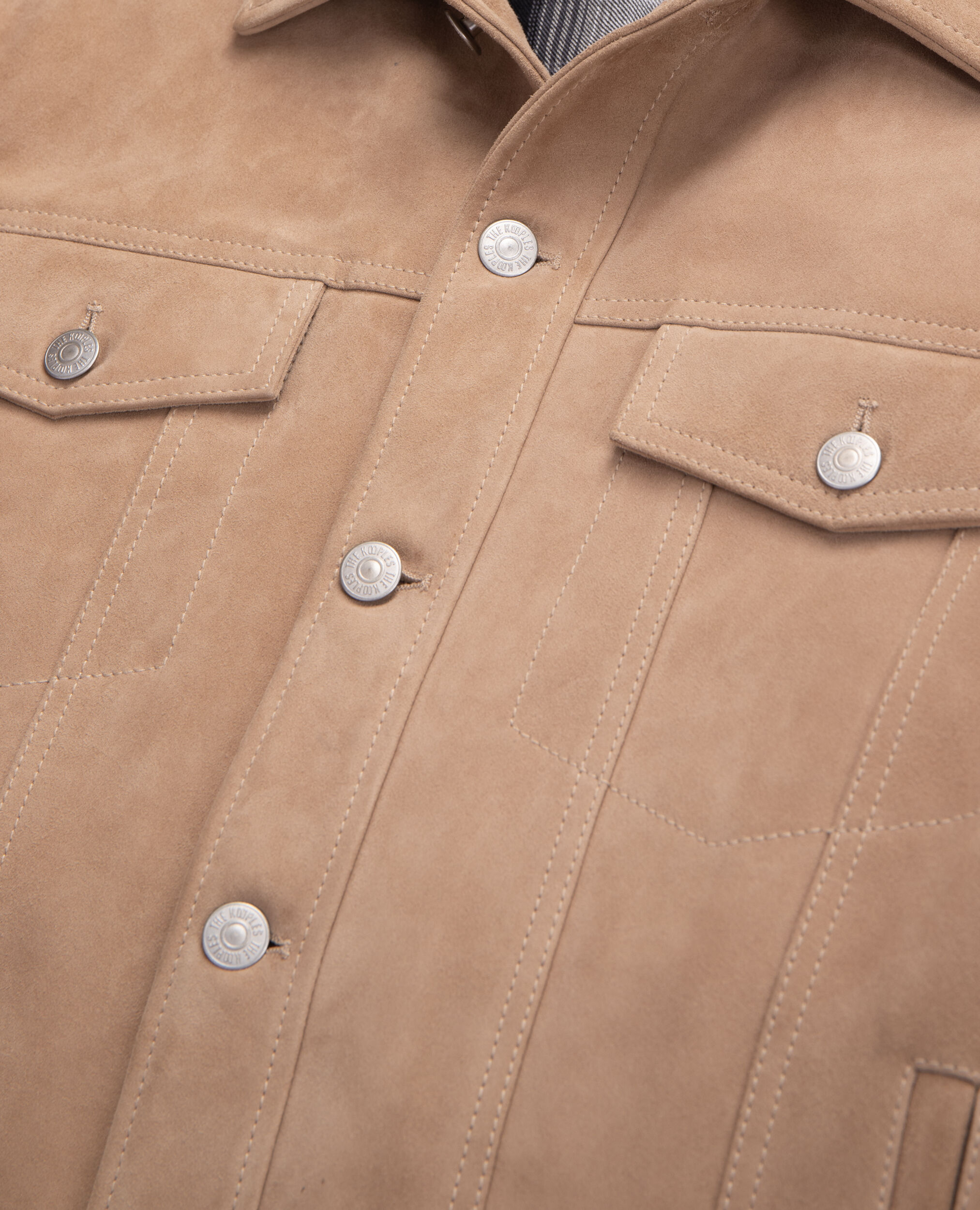 Blouson en cuir suède beige, BEIGE, hi-res image number null