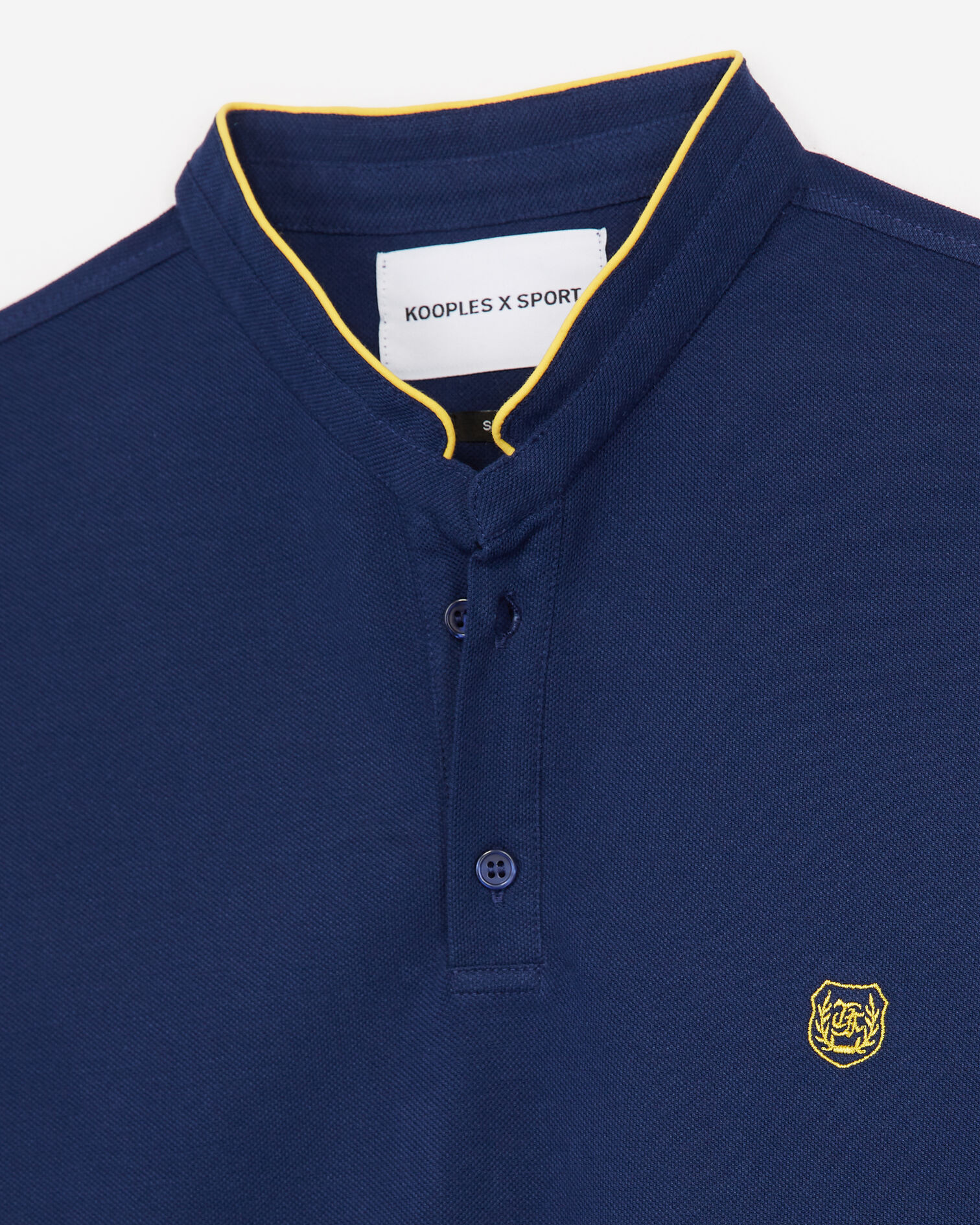 Navy blue polo with light yellow details, OFFICER NVY/DANDELION YLW, hi-res image number null