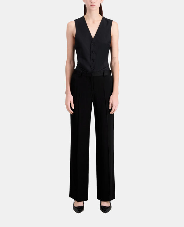 pantalon tailleur noir en crêpe