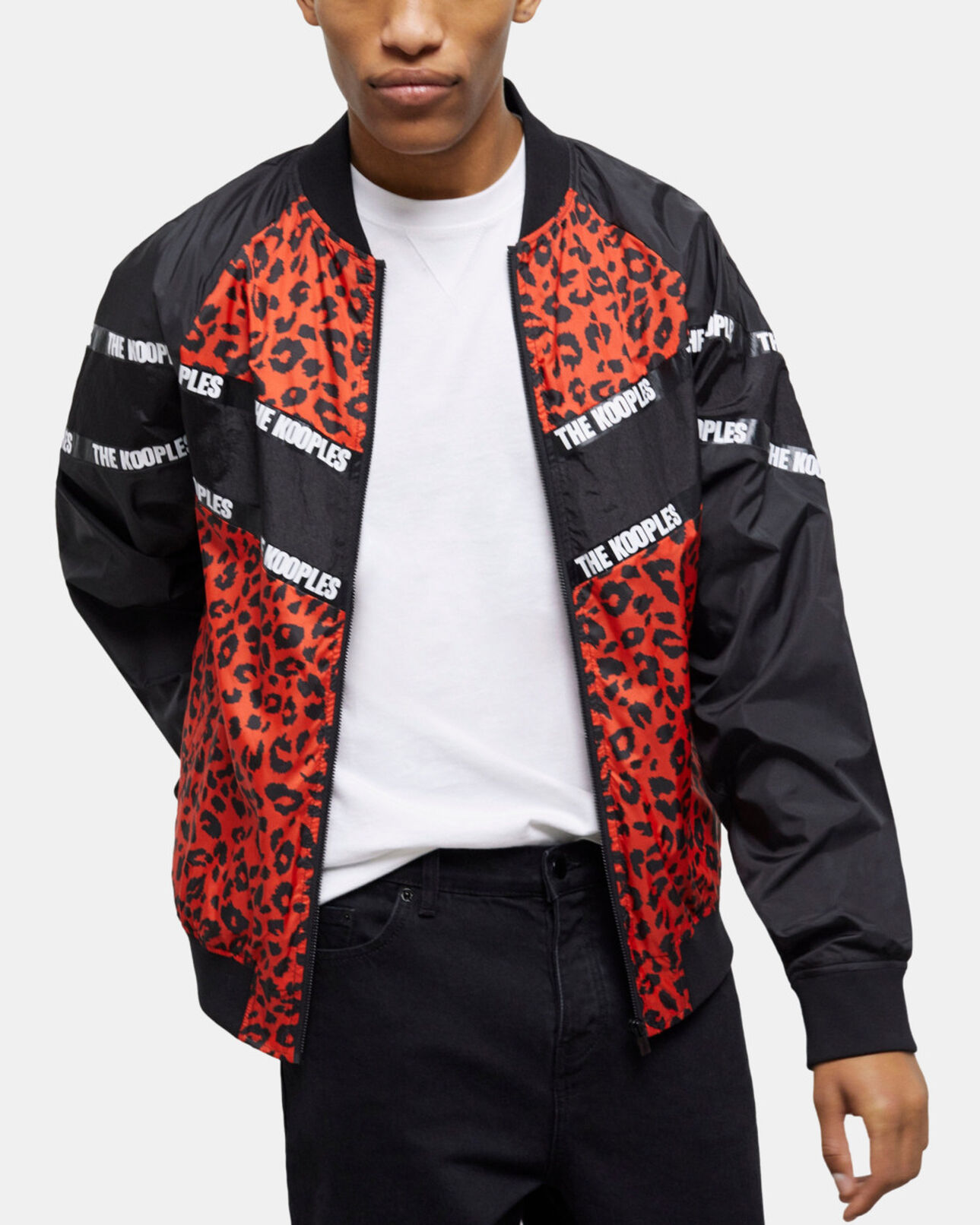 The Kooples MEN MULTICOLOR two-tone jacket with logo bands