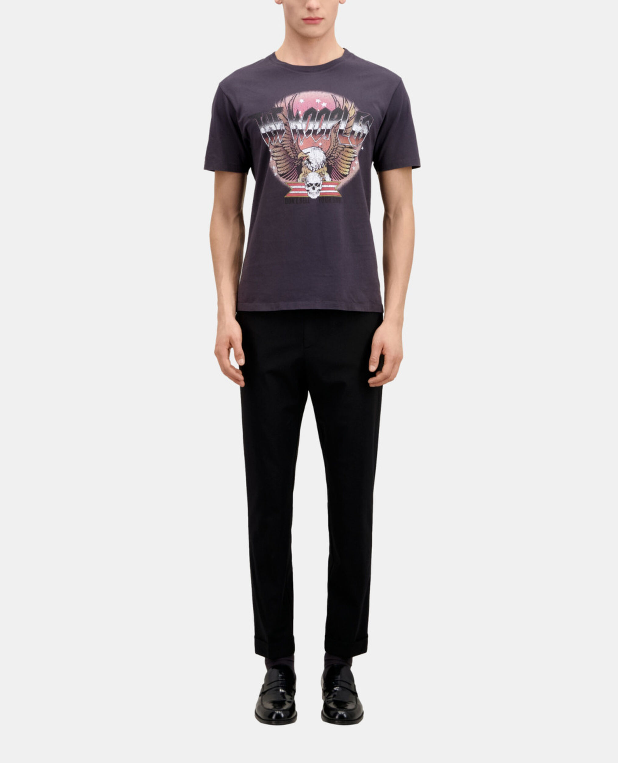 Carbon grey t-shirt with Rock eagle serigraphy, CARBONE, hi-res image number null