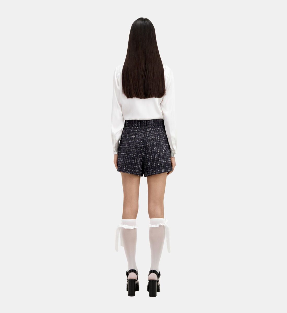 Black and white tweed shorts | The Kooples US