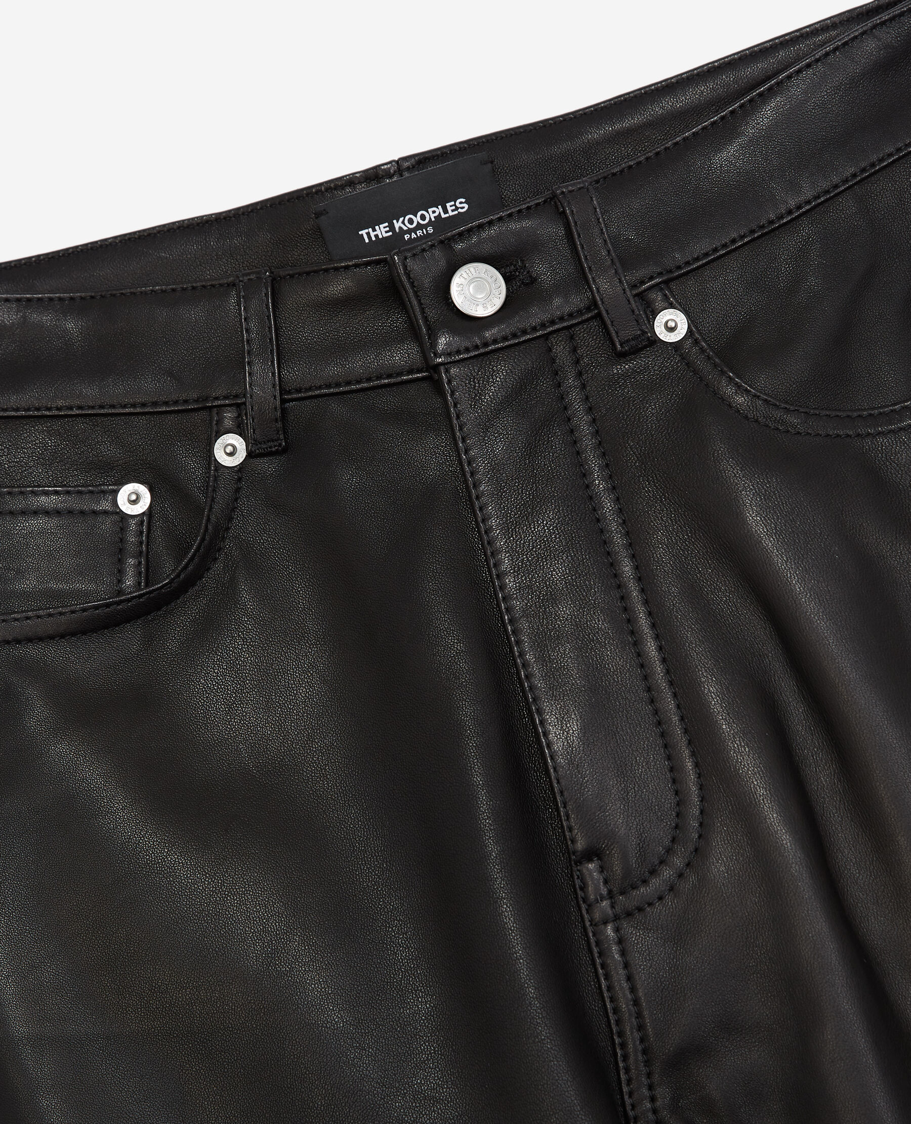 Straight black five pockets leather pants