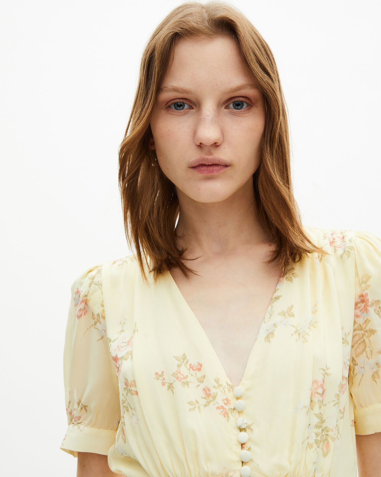 The Kooples WOMEN YELLOW short yellow floral print dress