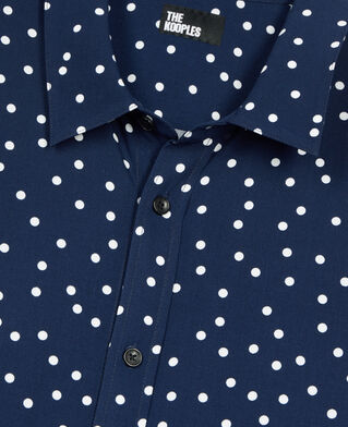 The Kooples H DARK NAVY-ECRU blue and white polka dot print shirt