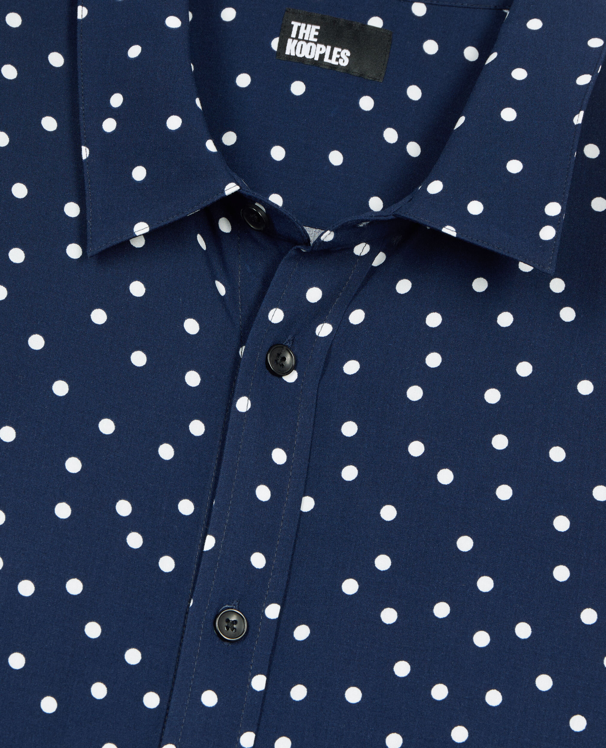 Blue and white polka dot print shirt, DARK NAVY-ECRU, hi-res image number null
