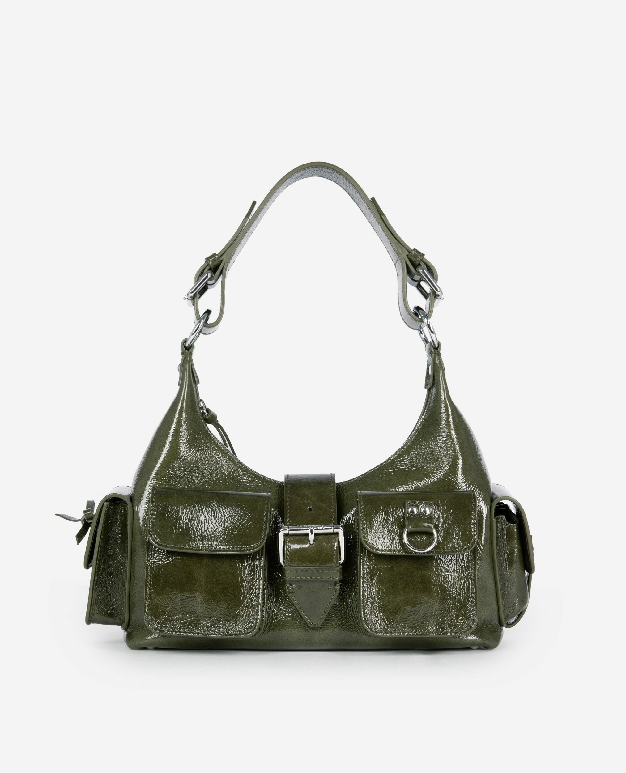Amelia bag in green cracked leather | The Kooples US
