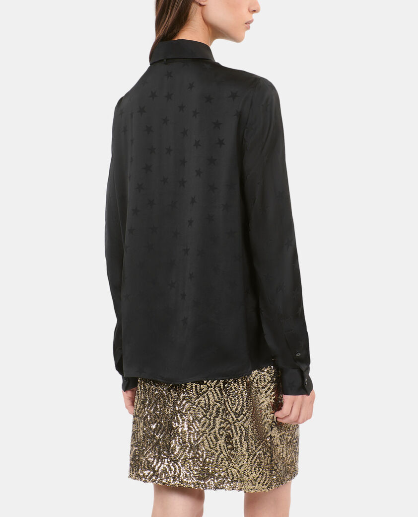 The Kooples DAMEN BLACK schwarzes jacquard-hemd