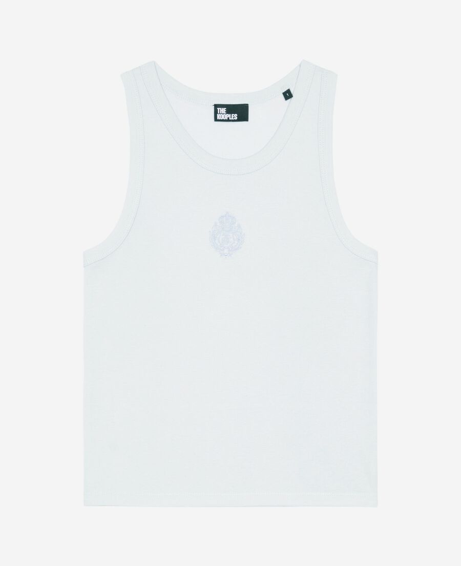 The Kooples F LIGHT BLUE tank top with light blue coat of arms