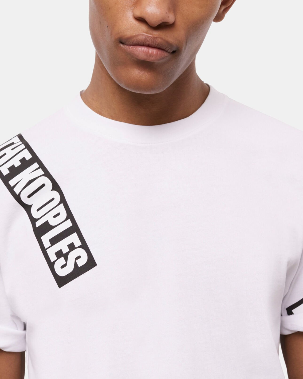 The Kooples HERREN WHITE weißes t-shirt herren mit logo-tape