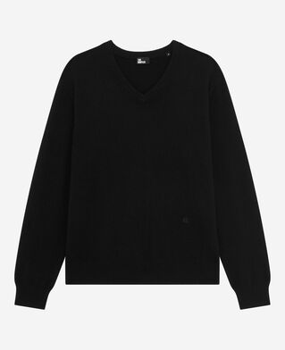 The Kooples HOMBRE BLACK jersey negro de cachemira con cuello en v