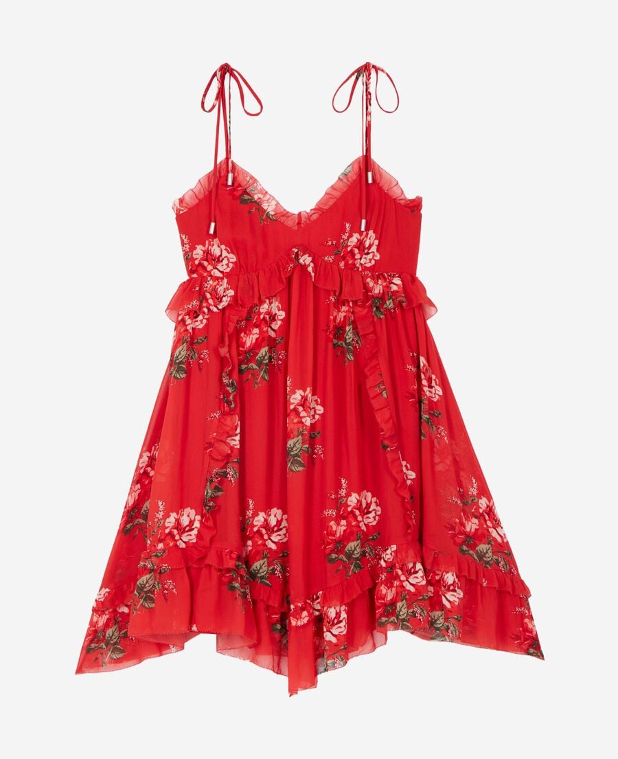 The Kooples FEMME RED / GREEN robe courte imprim&eacute; fleuri rouge