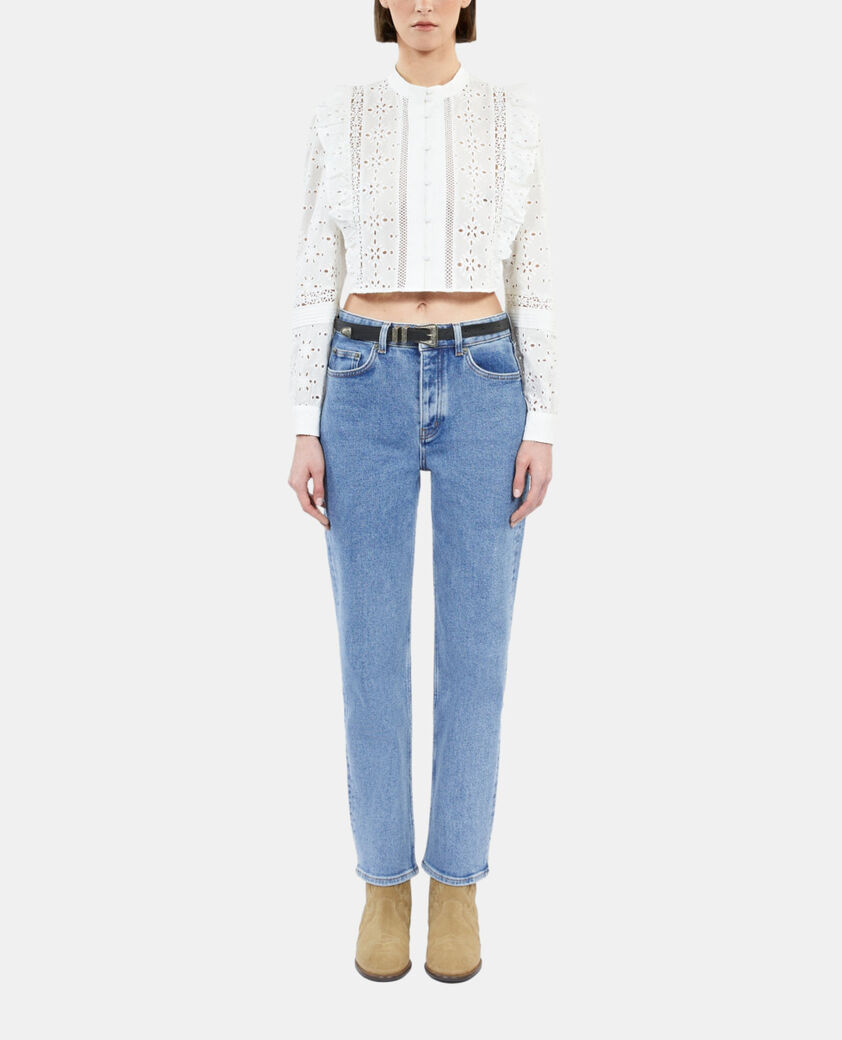 The Kooples MUJER WHITE camisa blanca bordado ingl&eacute;s