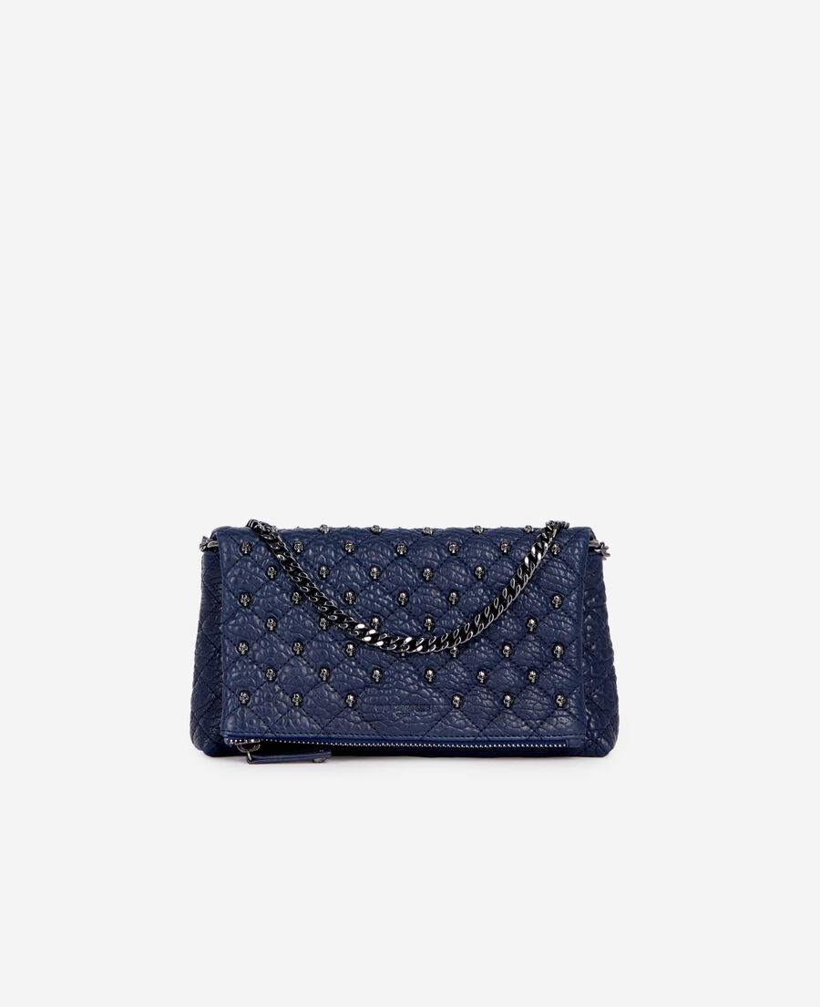 The Kooples FEMME NAVY pochette h&eacute;ritage small en cuir bleu marine