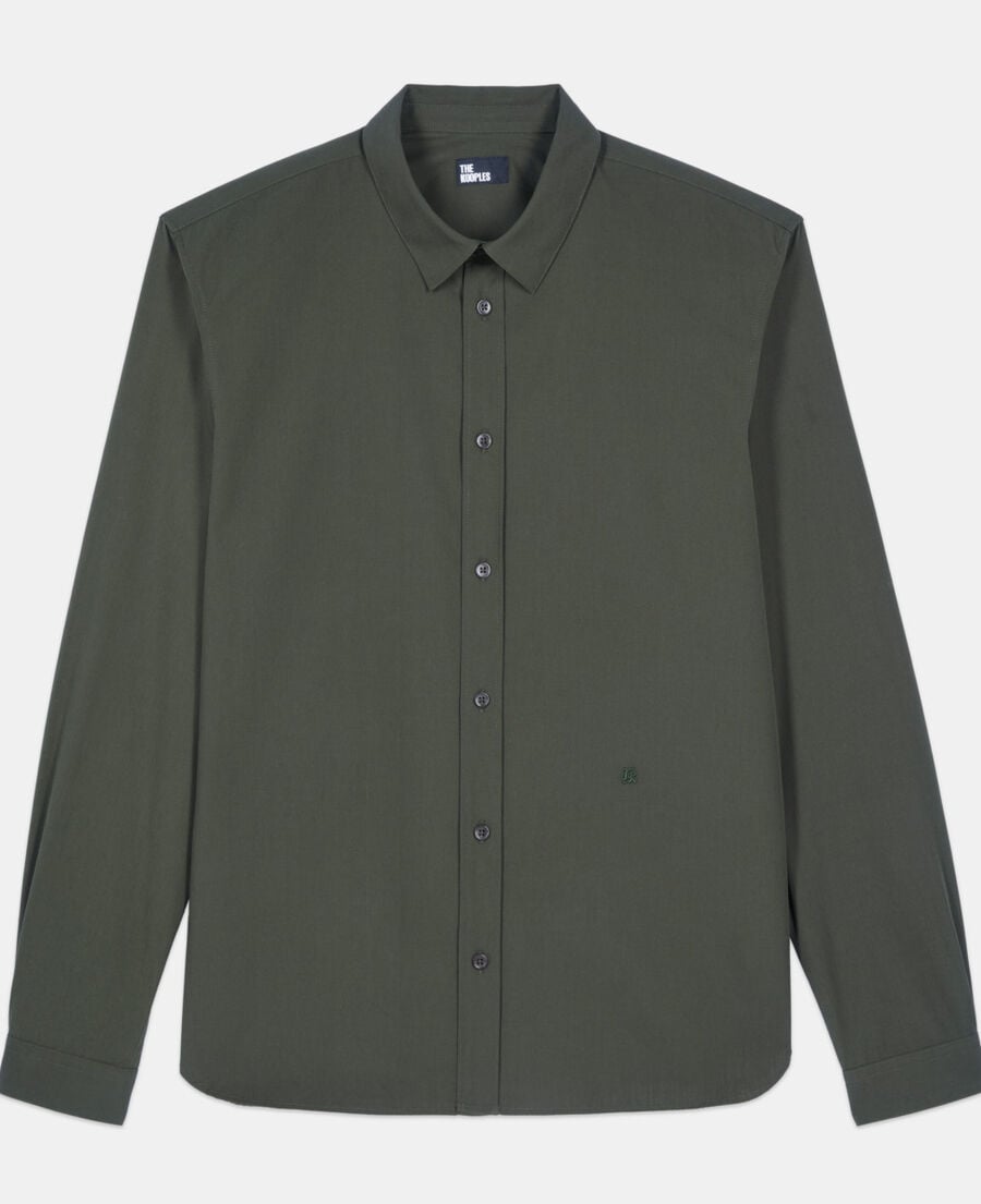 The Kooples MEN DARK GREEN khaki poplin shirt