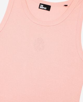 The Kooples WOMEN BLUSH cotton tank top with pink coat of arms