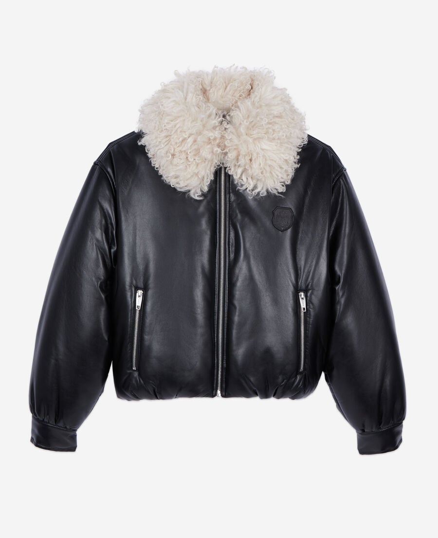 The Kooples WOMEN BLACK black leather-effect jacket