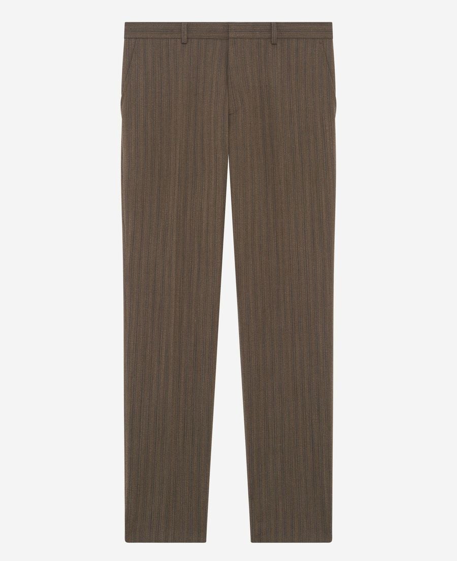 The Kooples HOMME LIGHT BROWN pantalon de costume droit &agrave; rayures marron