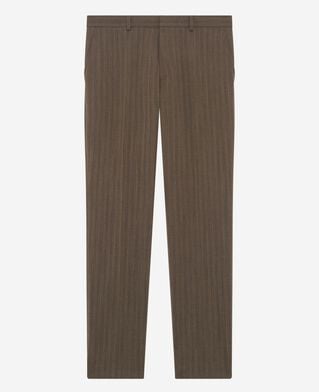 The Kooples HOMME LIGHT BROWN pantalon de costume droit &agrave; rayures marron
