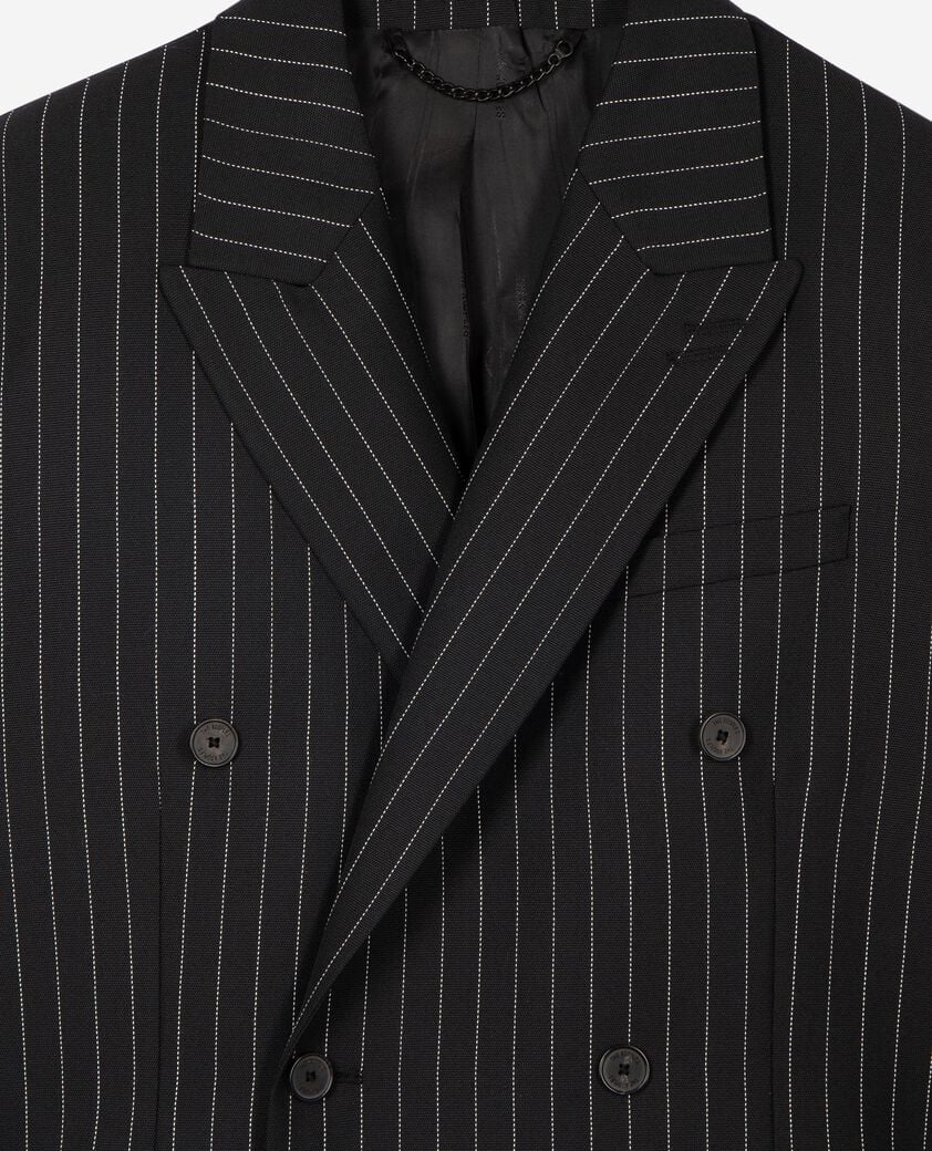 The Kooples MEN BLACK GREY black double-breasted striped jacket