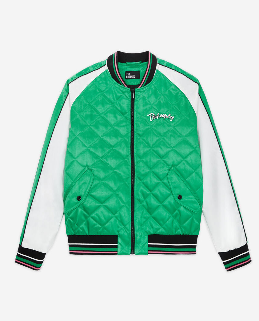 The Kooples HERREN GREEN-WHITE zweifarbige teddy-jacke mit stickereien