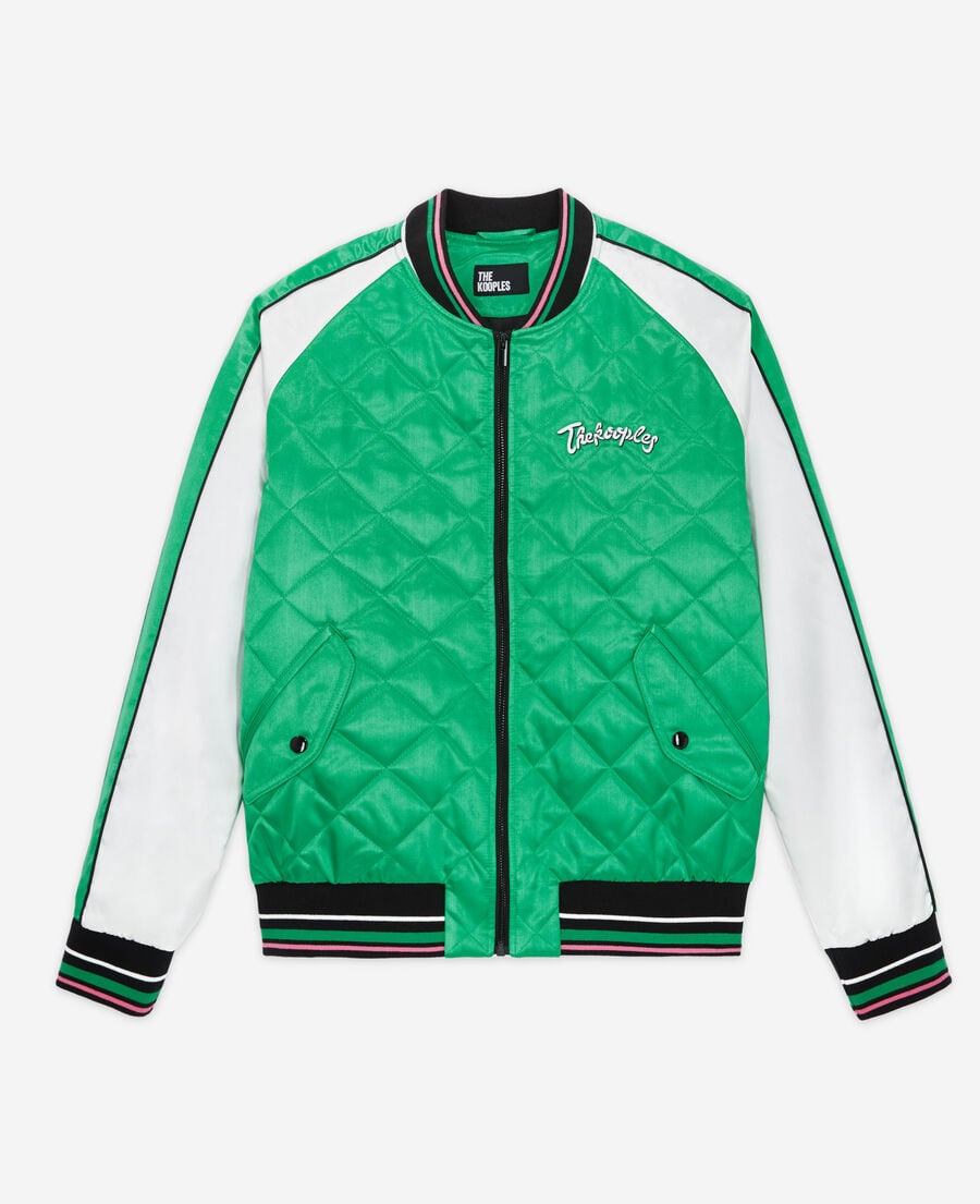 The Kooples HERREN GREEN-WHITE zweifarbige teddy-jacke mit stickereien