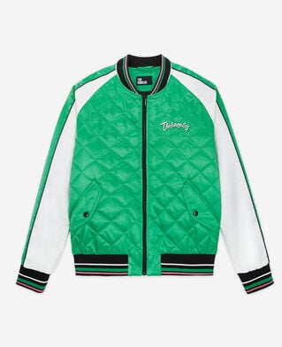 The Kooples HERREN GREEN-WHITE zweifarbige teddy-jacke mit stickereien