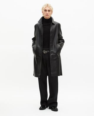 The Kooples HOMME BLACK manteau mi-long en cuir noir