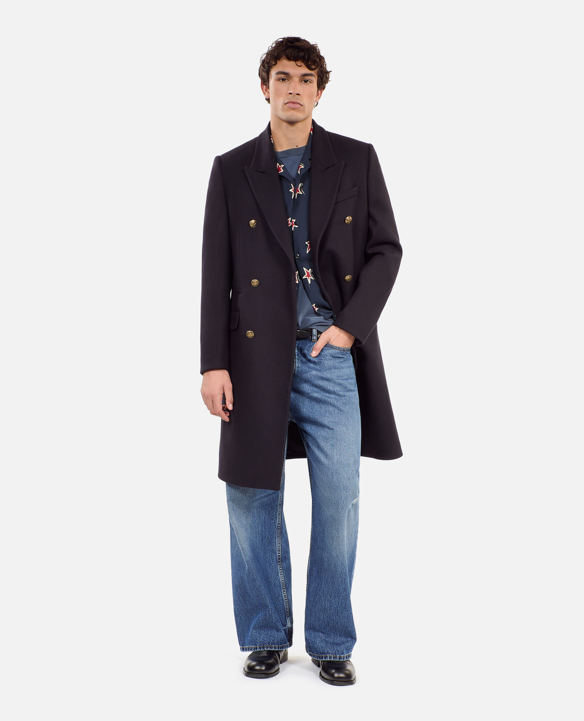 Navy wool blend coat new arrivals