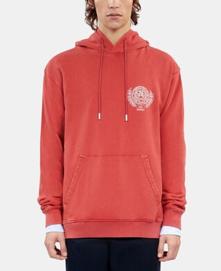 The Kooples MEN RED BRIQUE red sweatshirt with blazon serigraphy