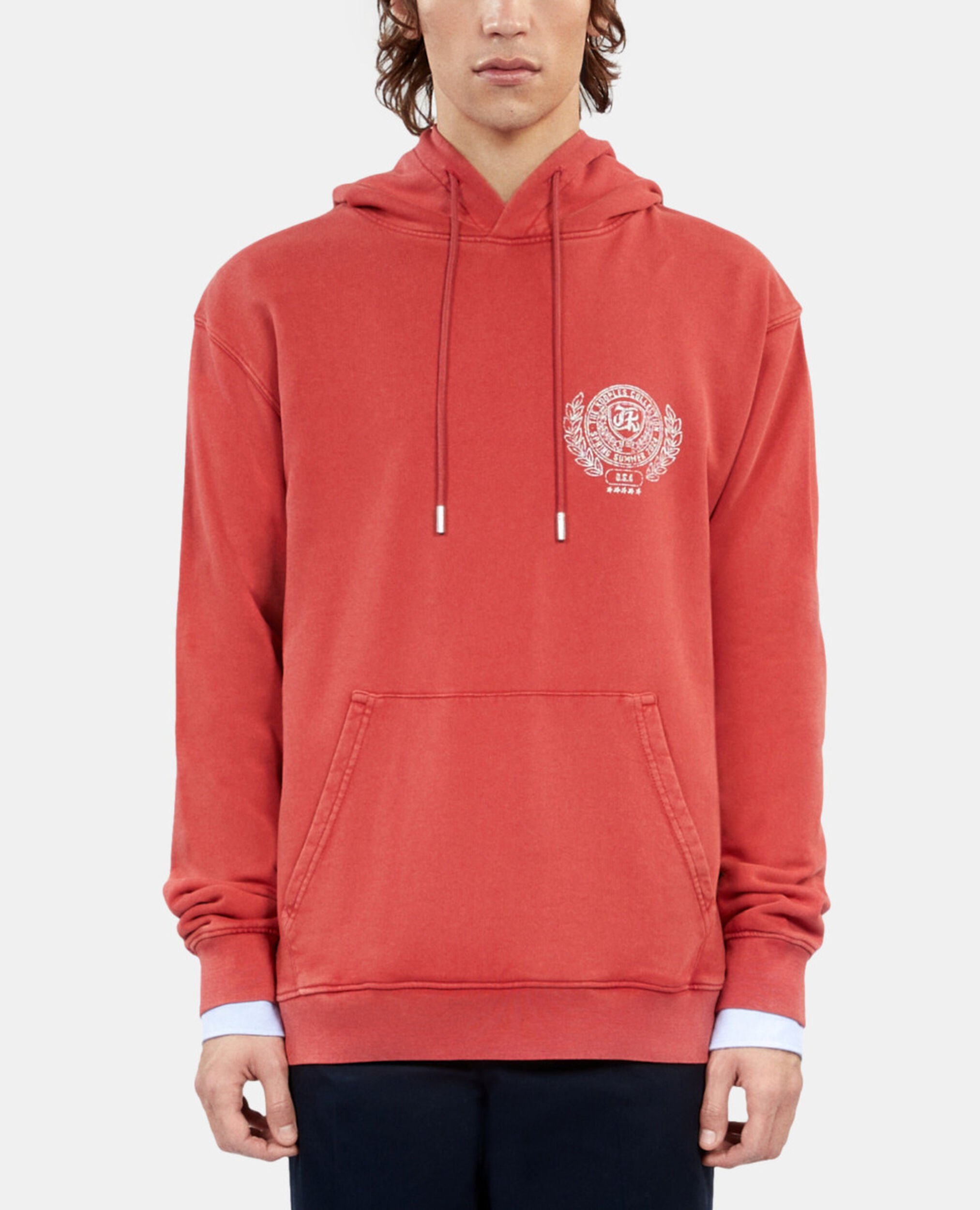 Red sweatshirt with Blazon serigraphy, RED BRIQUE, hi-res image number null