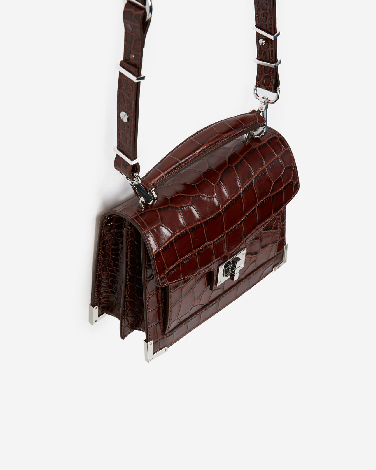 The Kooples DAMEN DARK BROWN mini-handtasche emily leder krokooptik