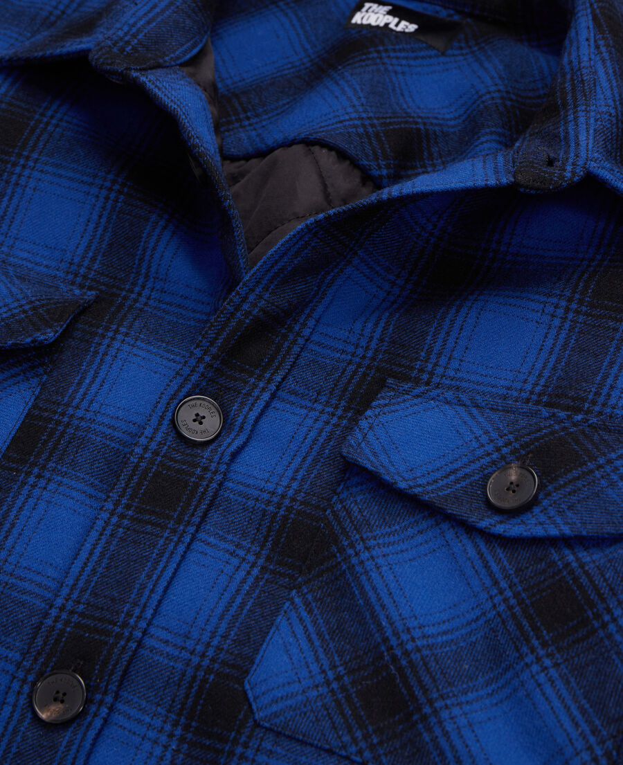 The Kooples H BLUE BLACK checkered wool-blend overshirt jacket