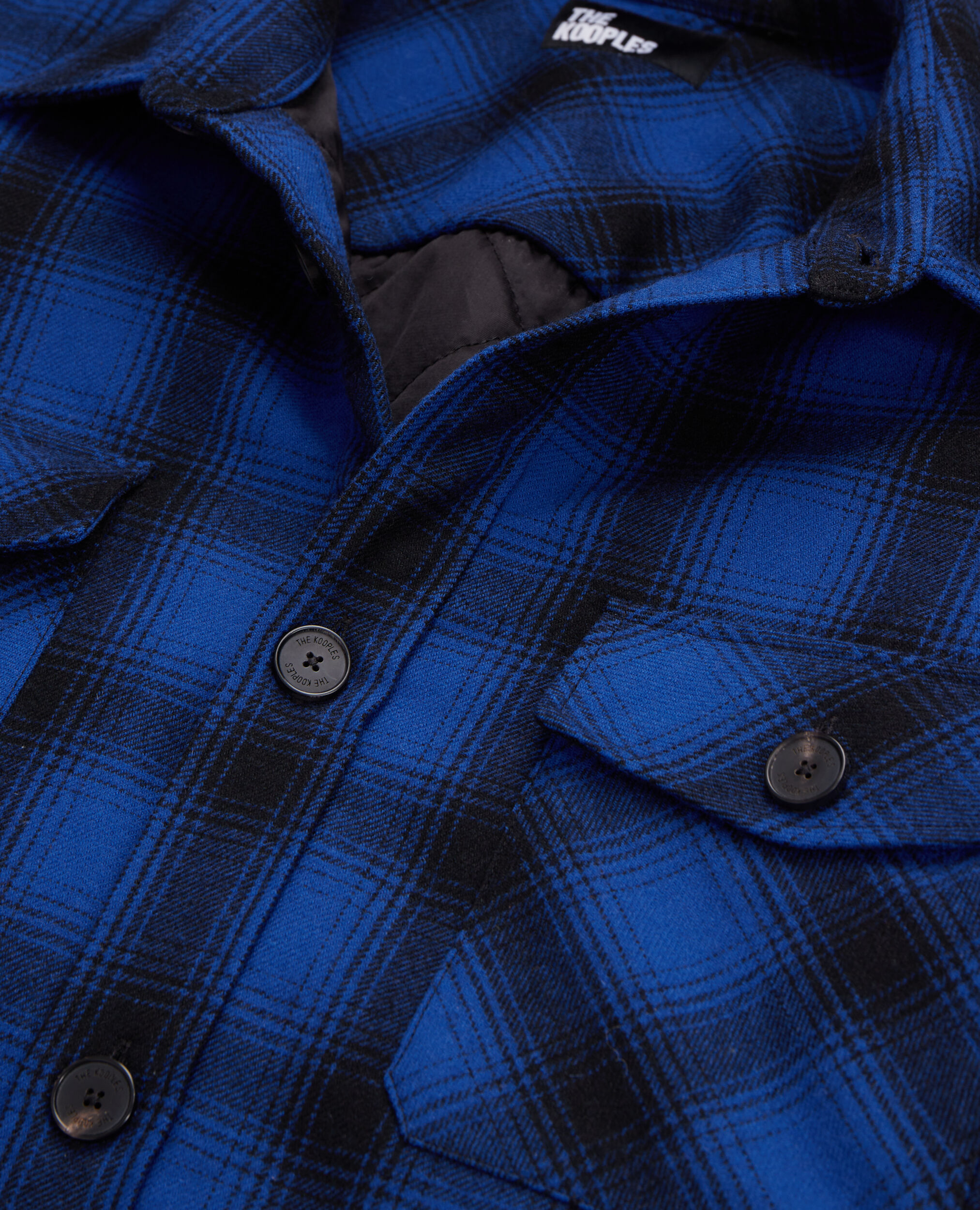 Blaue karierte Hemdjacke aus Wollmischung, BLUE BLACK, hi-res image number null