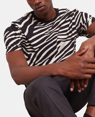 The Kooples HOMME BLACK / WHITE t-shirt homme imprimé zèbre