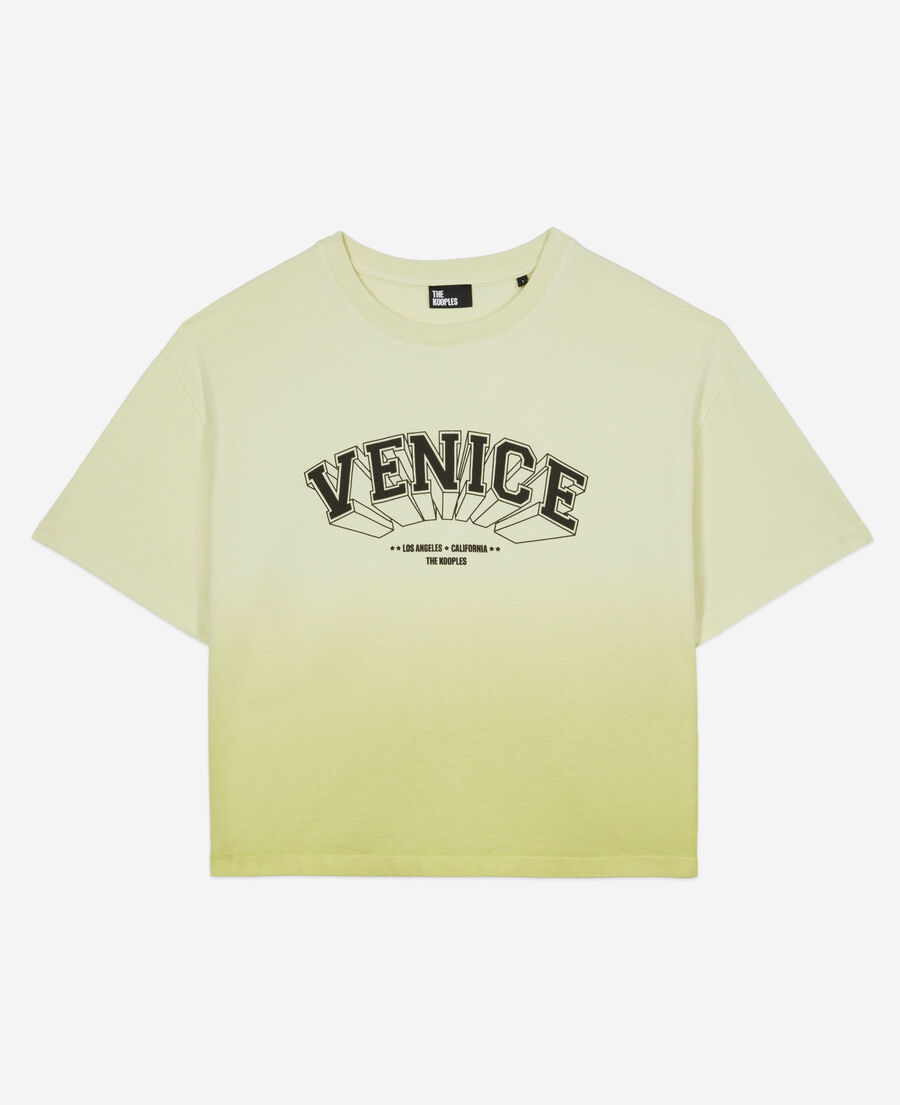 gelbes t-shirt mit venice-siebdruck
