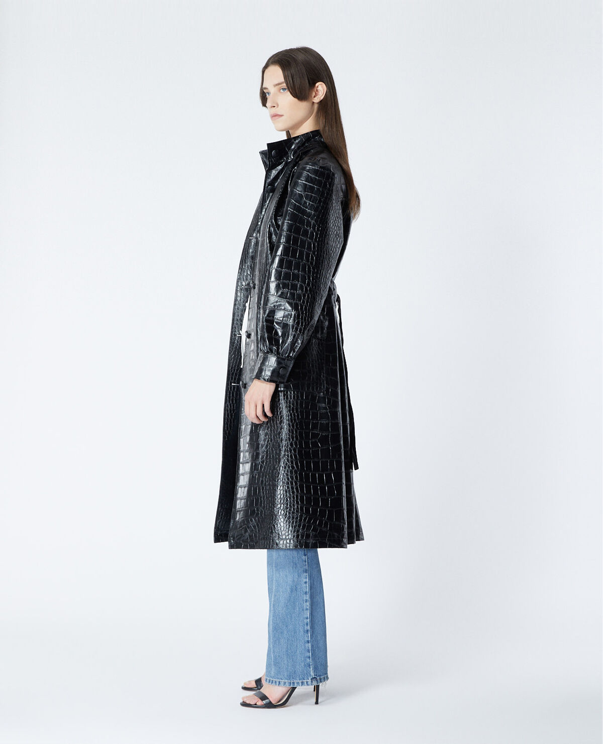 Topshop croc store embossed coat