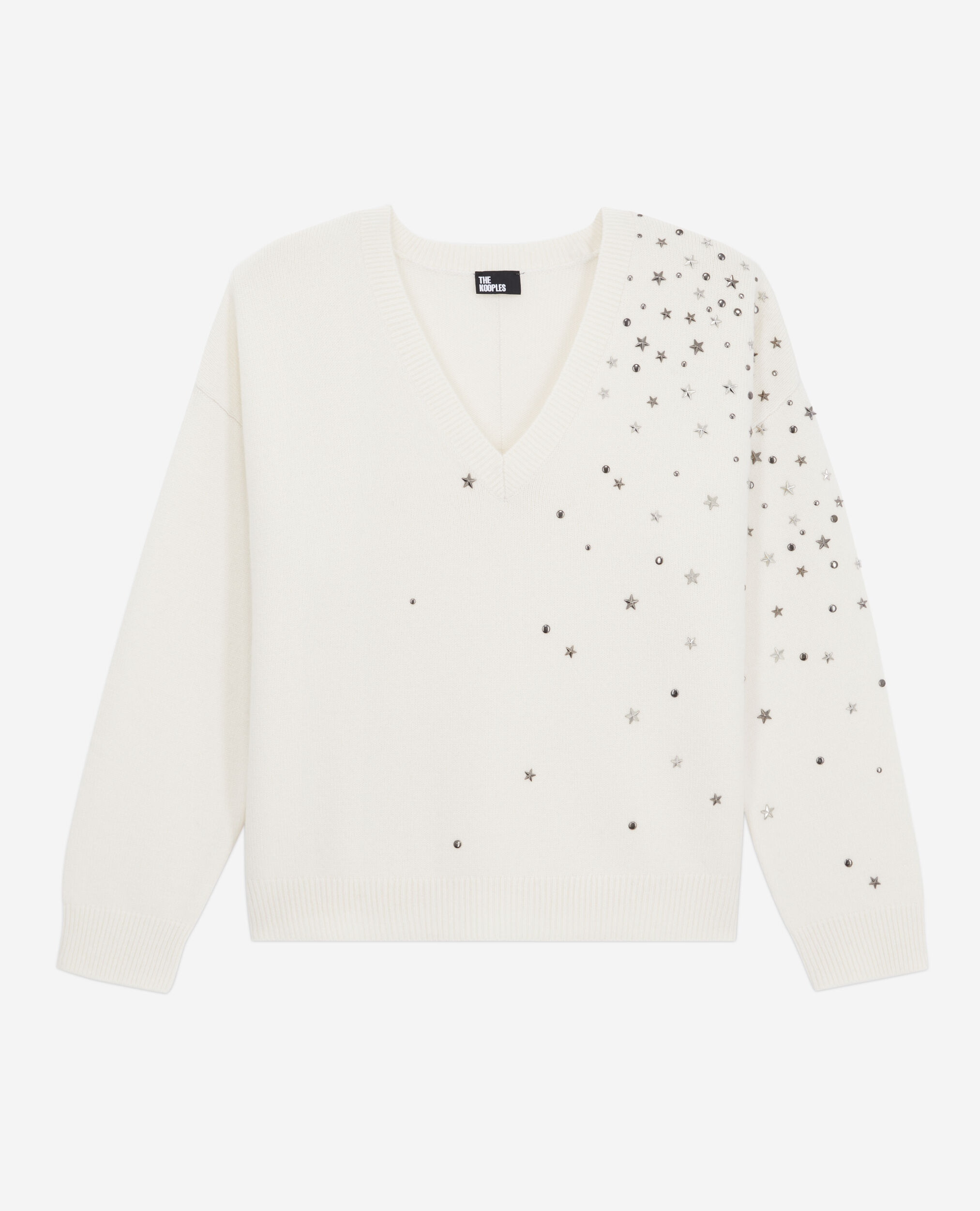 Ecru sweater in cashmere-blend with stars, ECRU, hi-res image number null
