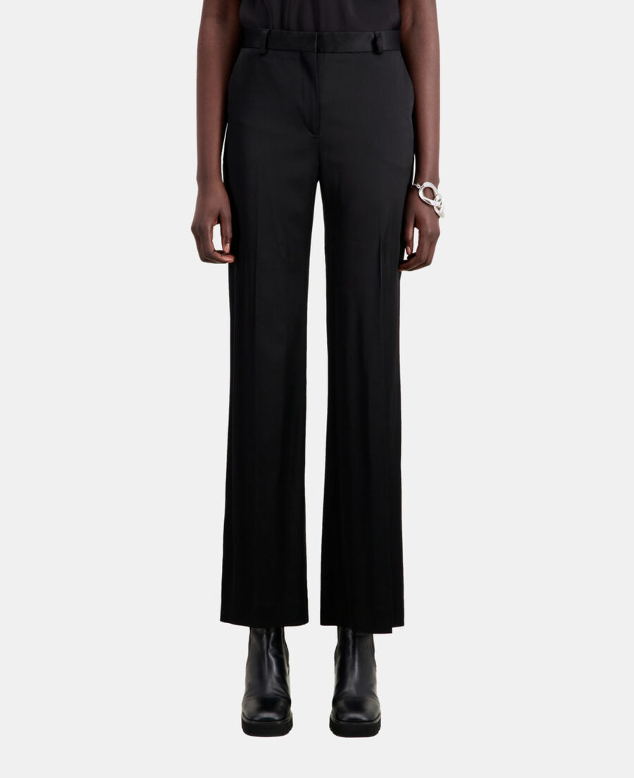 schwarze anzughose aus satin